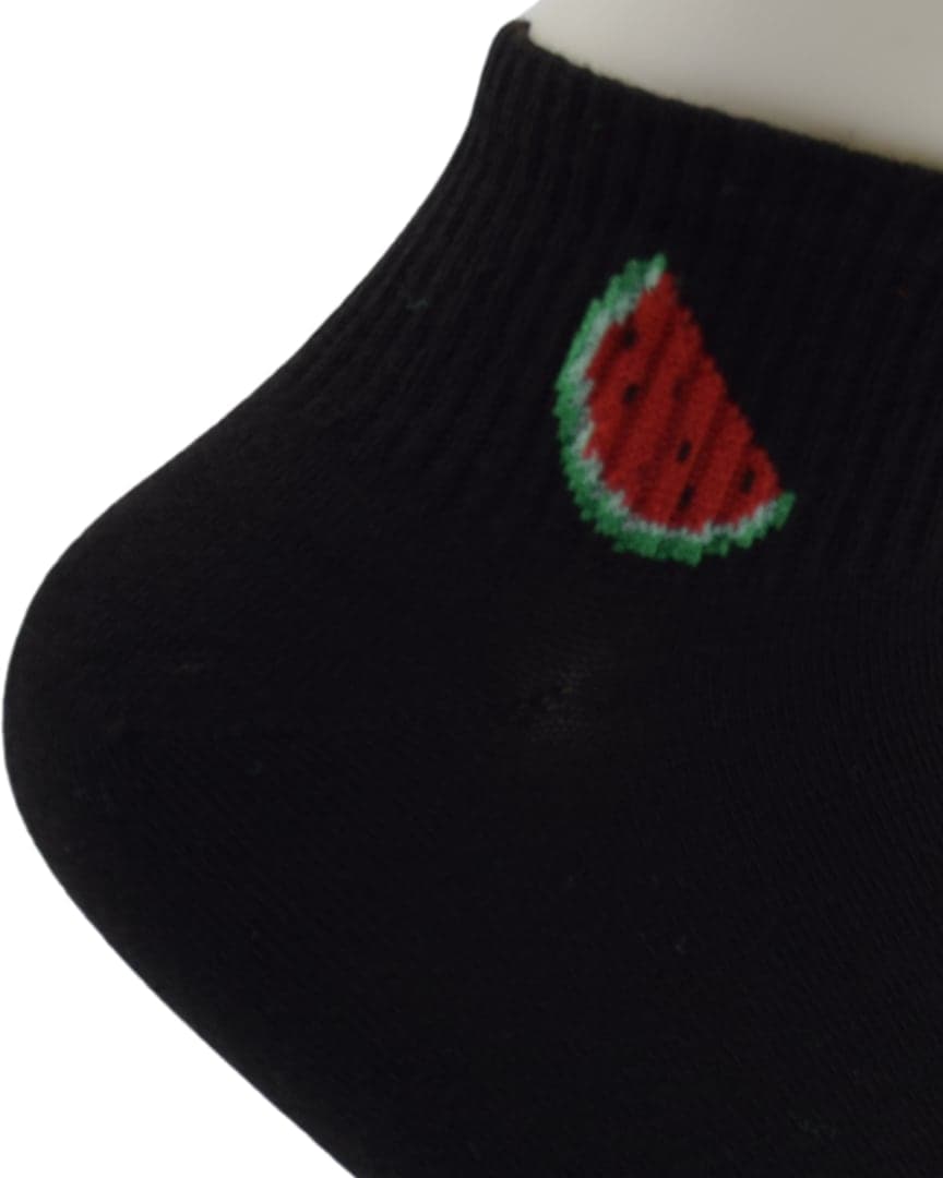 Watermelon Ankle Socks – Black Casual Fun hover
