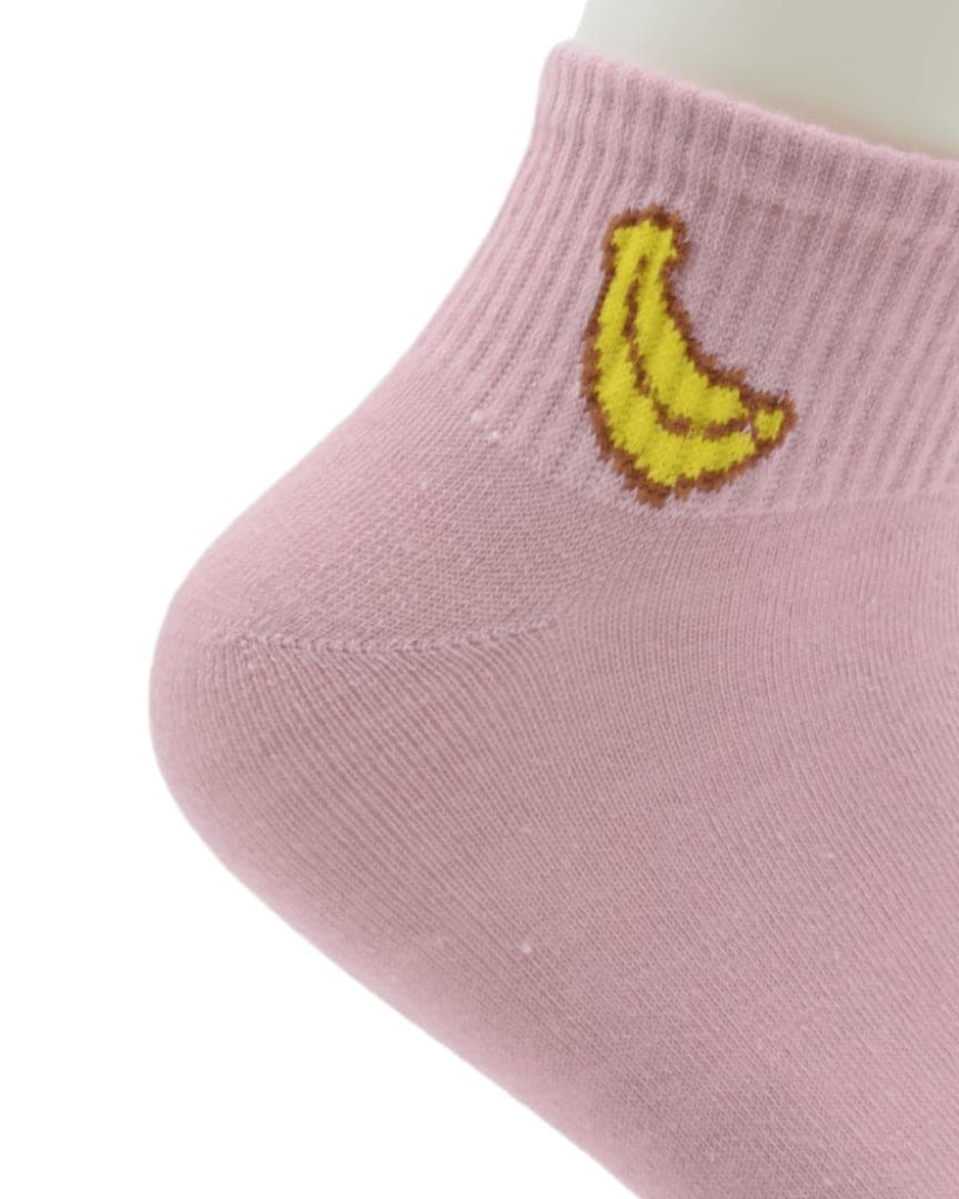 Pink Banana Ankle Socks – Cute Fruit Design hover
