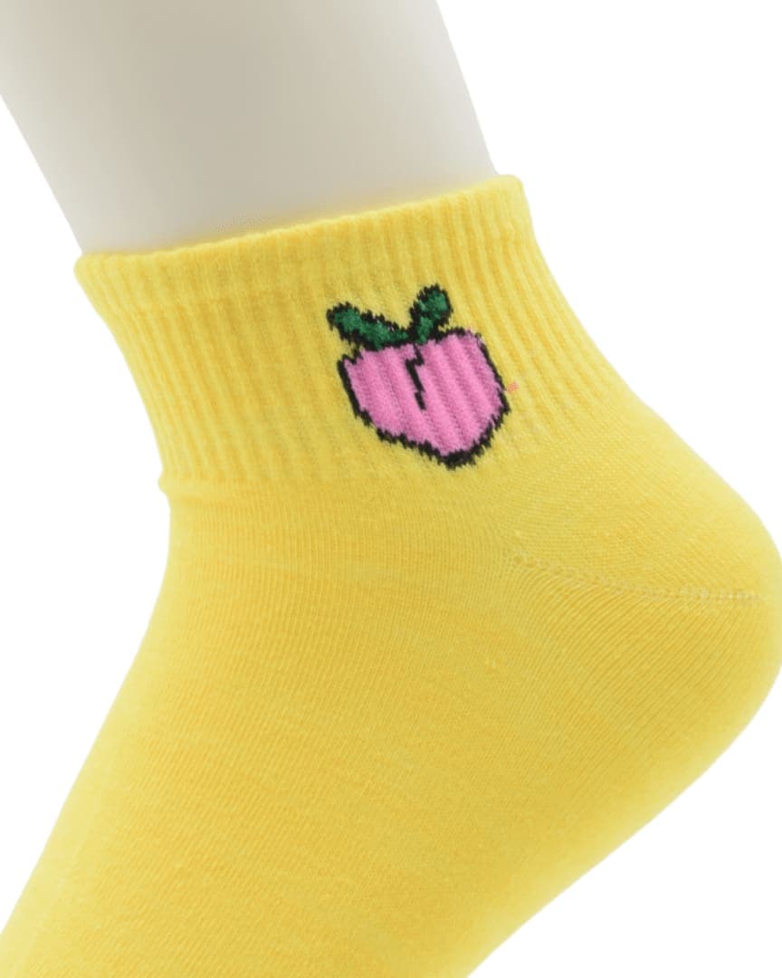 Yellow Peach Ankle Socks – Cute Fruit Design hover