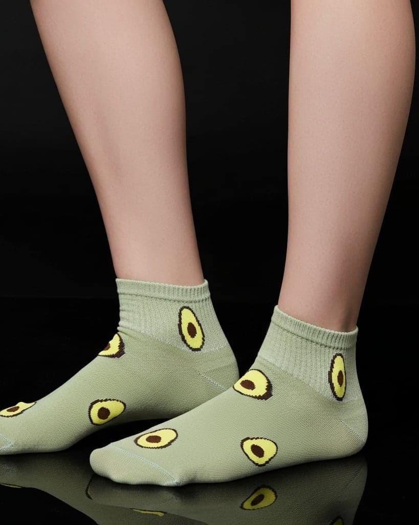 Green Avocado Ankle Socks – Fun & Playful Fruit Design hover