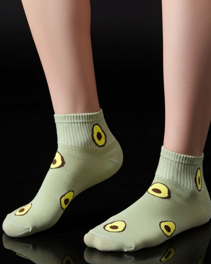 Green Avocado Ankle Socks – Fun & Playful Fruit Design
