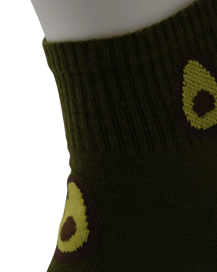 Green Ankle Socks with Fun Avocado Pattern hover