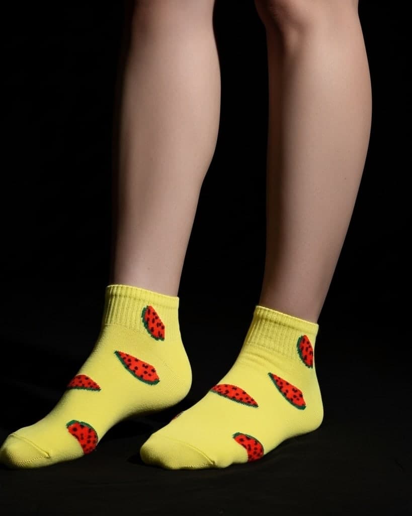 Yellow Watermelon Print Ankle Socks – Fun & Fresh Style