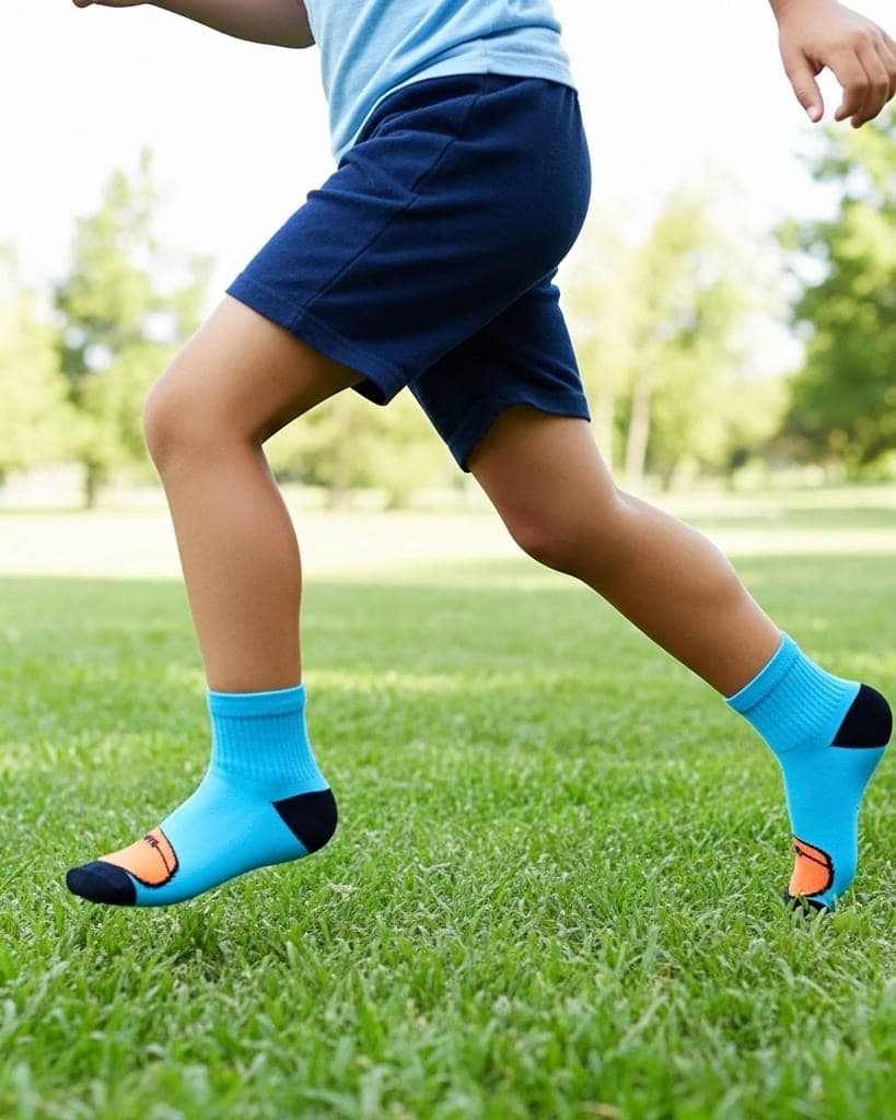 Kids’ Sporty Blue Socks with Basketball Design