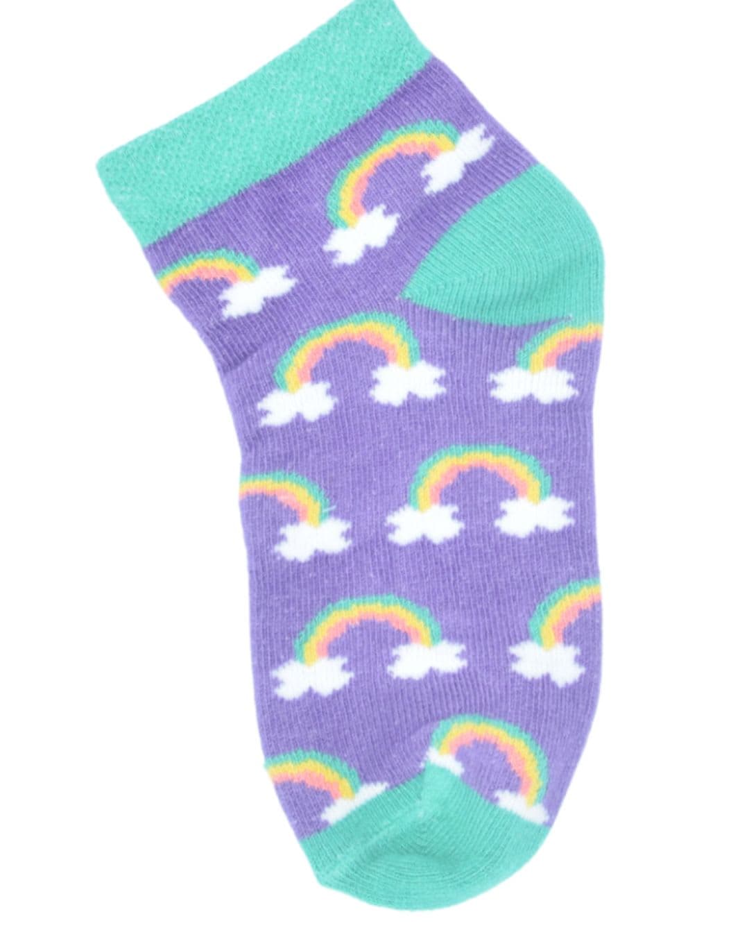 Kids Rainbow Ankle Socks – Purple & Green | Soft Cotton Fun Wear hover