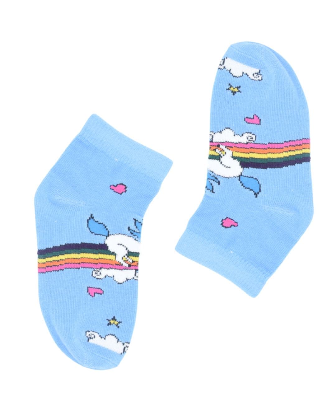 Kids Unicorn Rainbow Ankle Socks – Blue | Magical Cotton Comfort