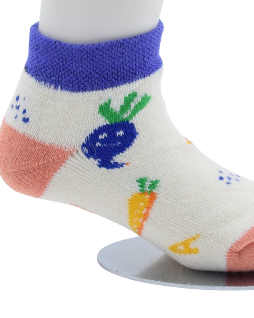 Veggie Fun Baby Ankle Socks – Carrot & Beet Print hover