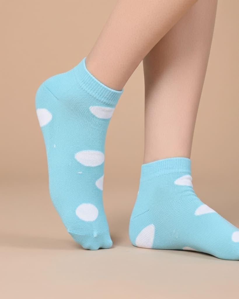 Sky Blue Polka Dot Ankle Socks
