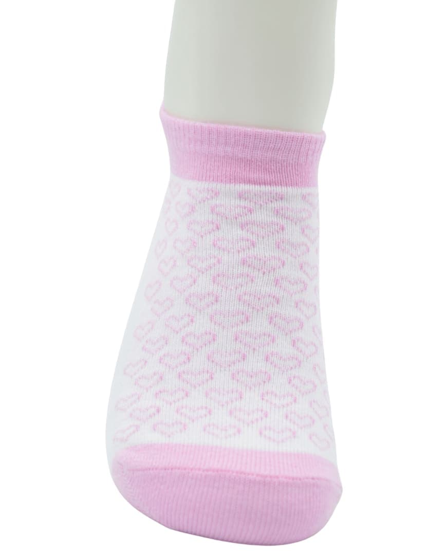 Cute Pink & White Ankle Socks with Heart Pattern – Soft & Stylish Everyday Wear hover
