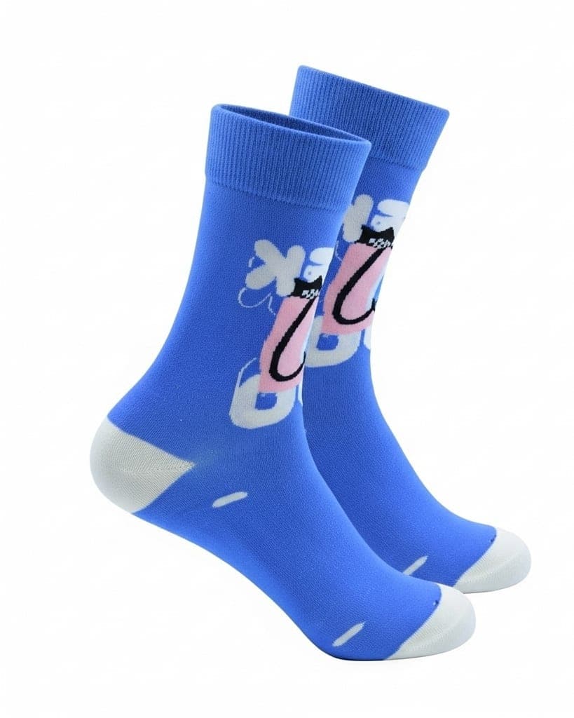 Blue Cartoon Character Crew Socks – Fun & Comfortable Cotton Blend hover