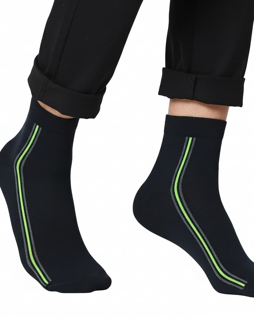Men’s Black Crew Socks with Green Stripe – Stylish & Comfortable hover
