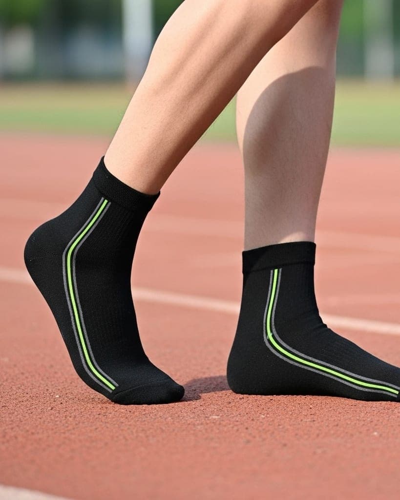 Men’s Black Crew Socks with Green Stripe – Stylish & Comfortable