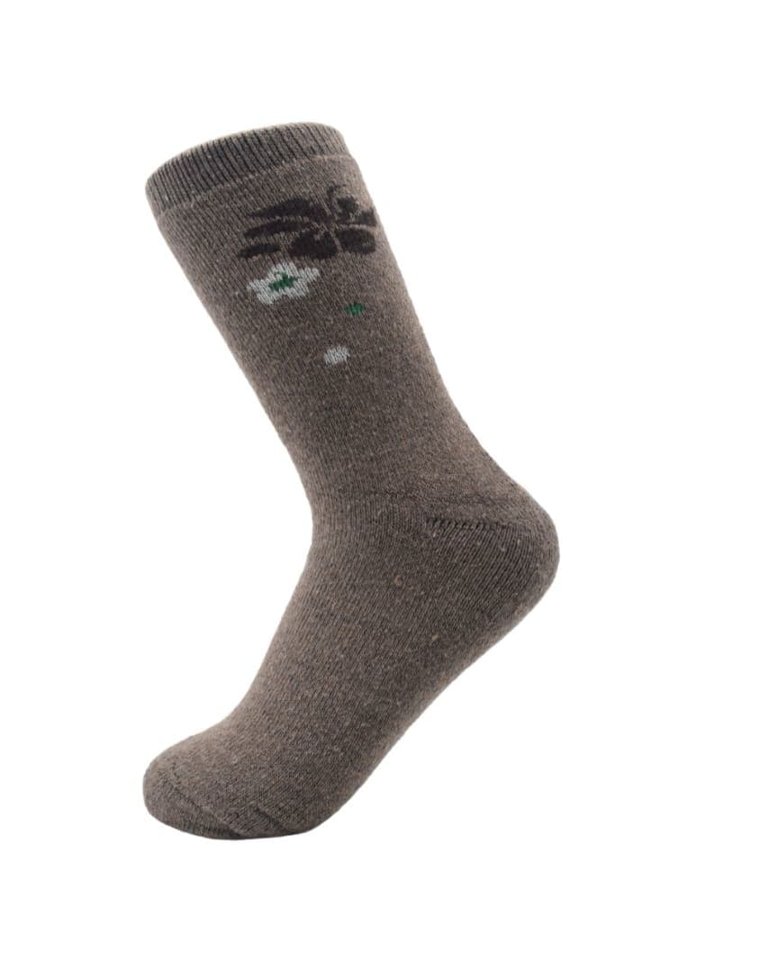 Brown Floral Patterned Crew Socks – Soft & Durable Everyday Comfort hover
