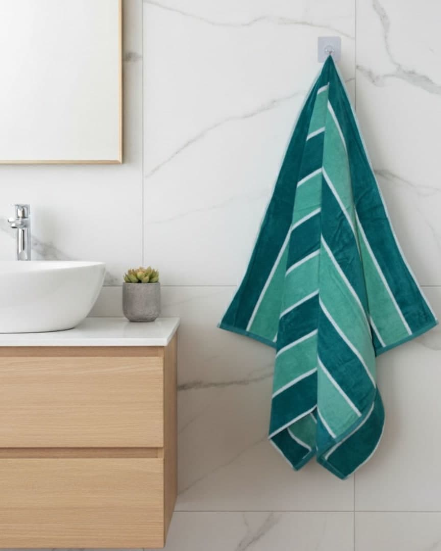 Luxury Quick Dry Sky Blue Cotton Bath Towel – 605 GSM, Large Size 140×75 cm, Ultra Soft & Super Absorbent
