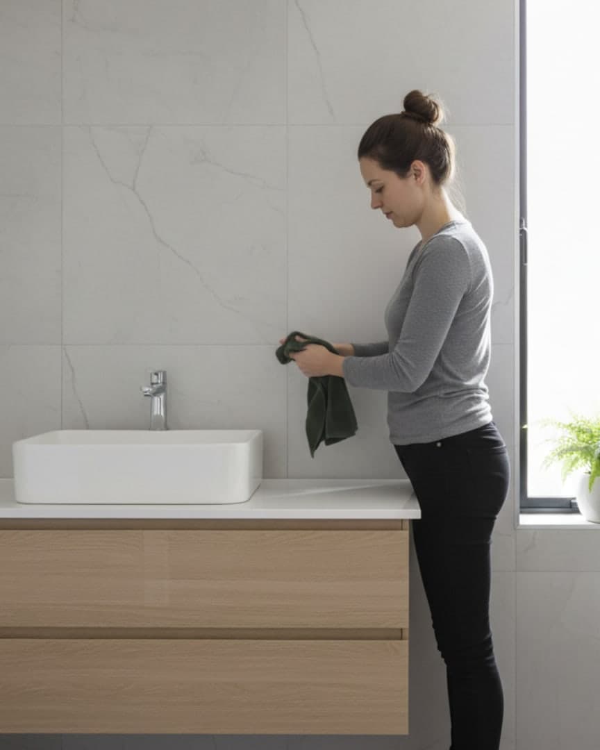 Ultra-Soft, Highly Absorbent Forest Green Hand Towel for Modern Bathroom Vanity and Decor hover
