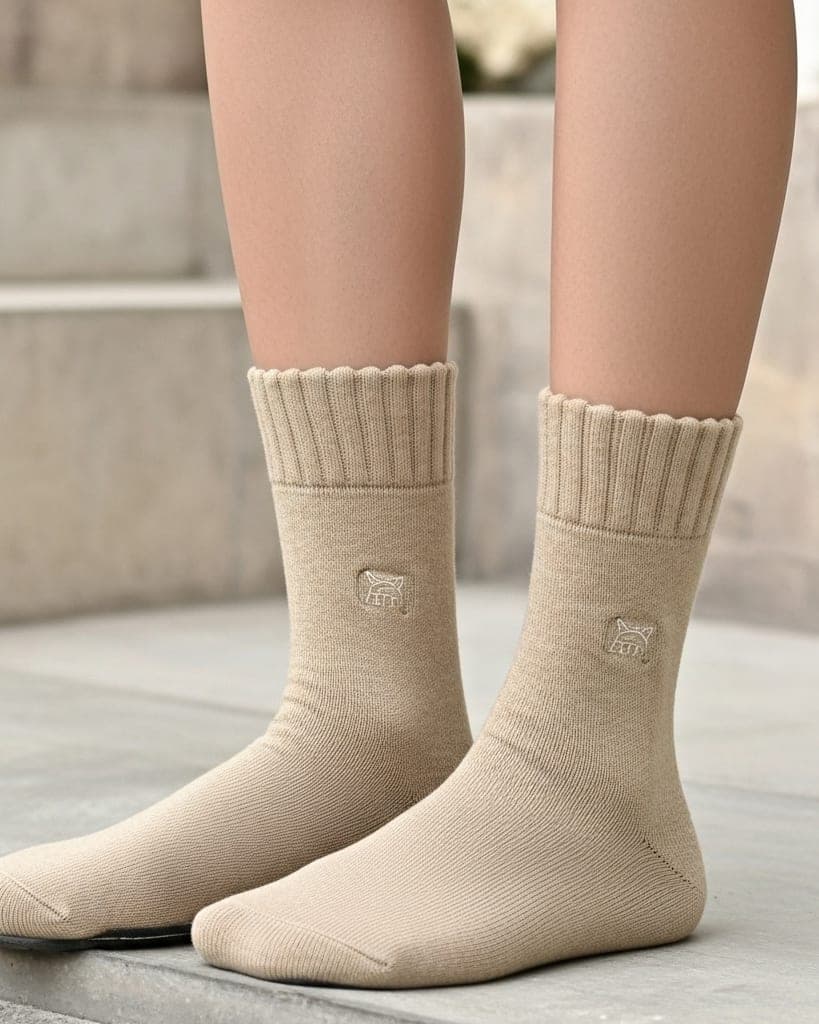 Premium Beige Woolen Winter Socks – Soft, Warm & Stylish Comfort Wear1