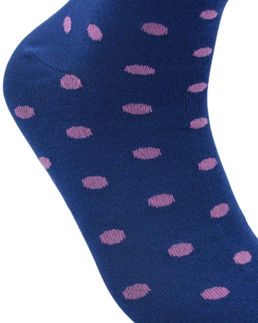 Navy Blue Ankle Socks with Pink Polka Dots – Soft & Stylish Everyday Comfort hover