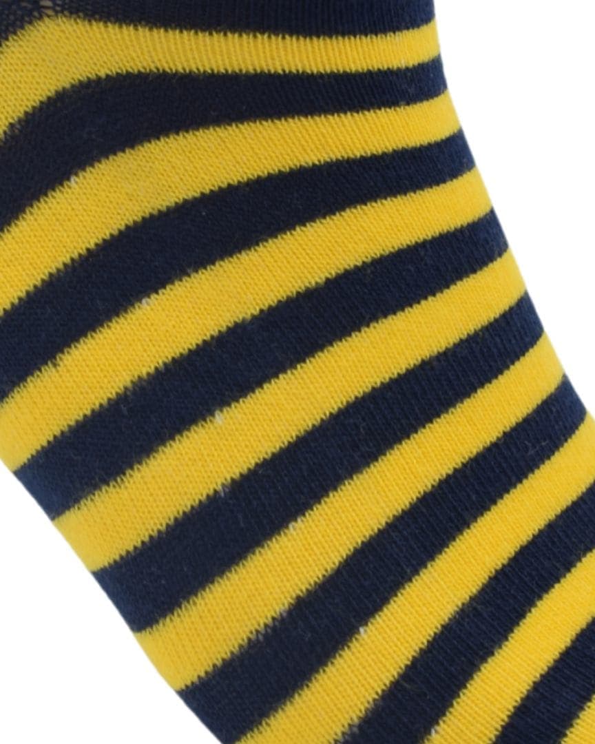 Men’s Striped Ankle Socks – Navy Blue & Yellow hover