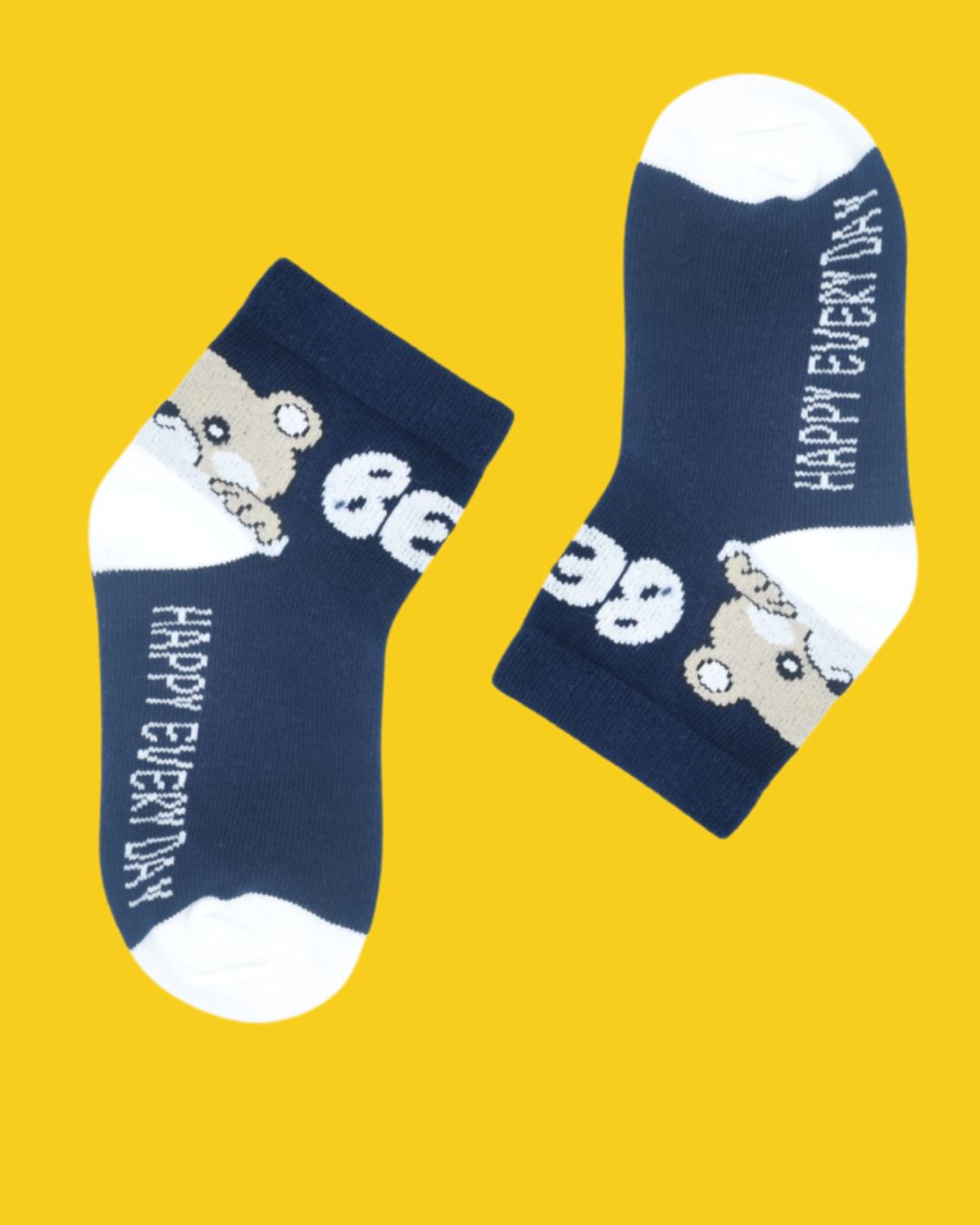 Kids Teddy Bear Ankle Socks – Navy Blue & White | Happy Everyday Design - Image 3