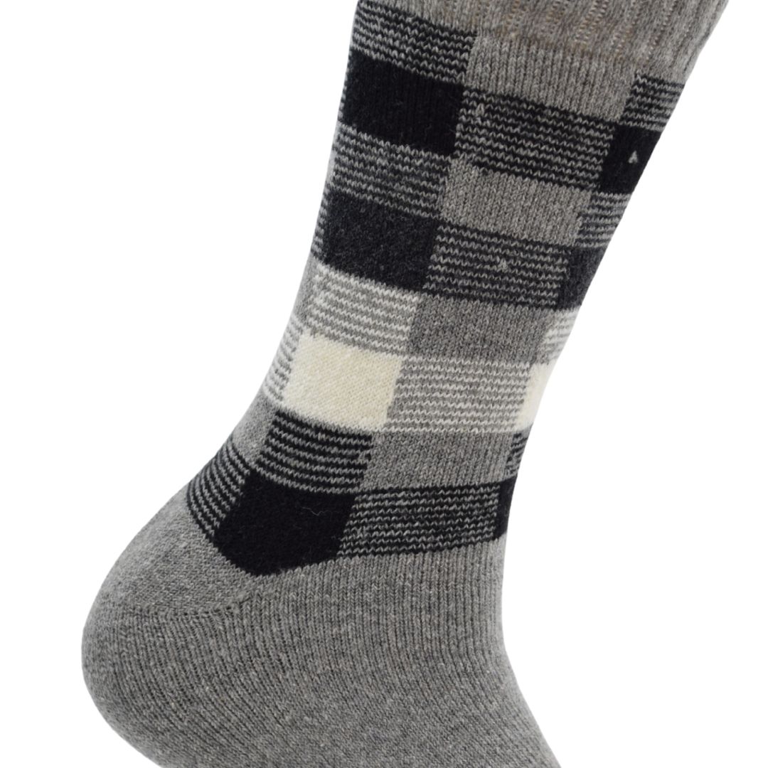 Classic Checkered Crew Socks – Grey & Black - Image 4