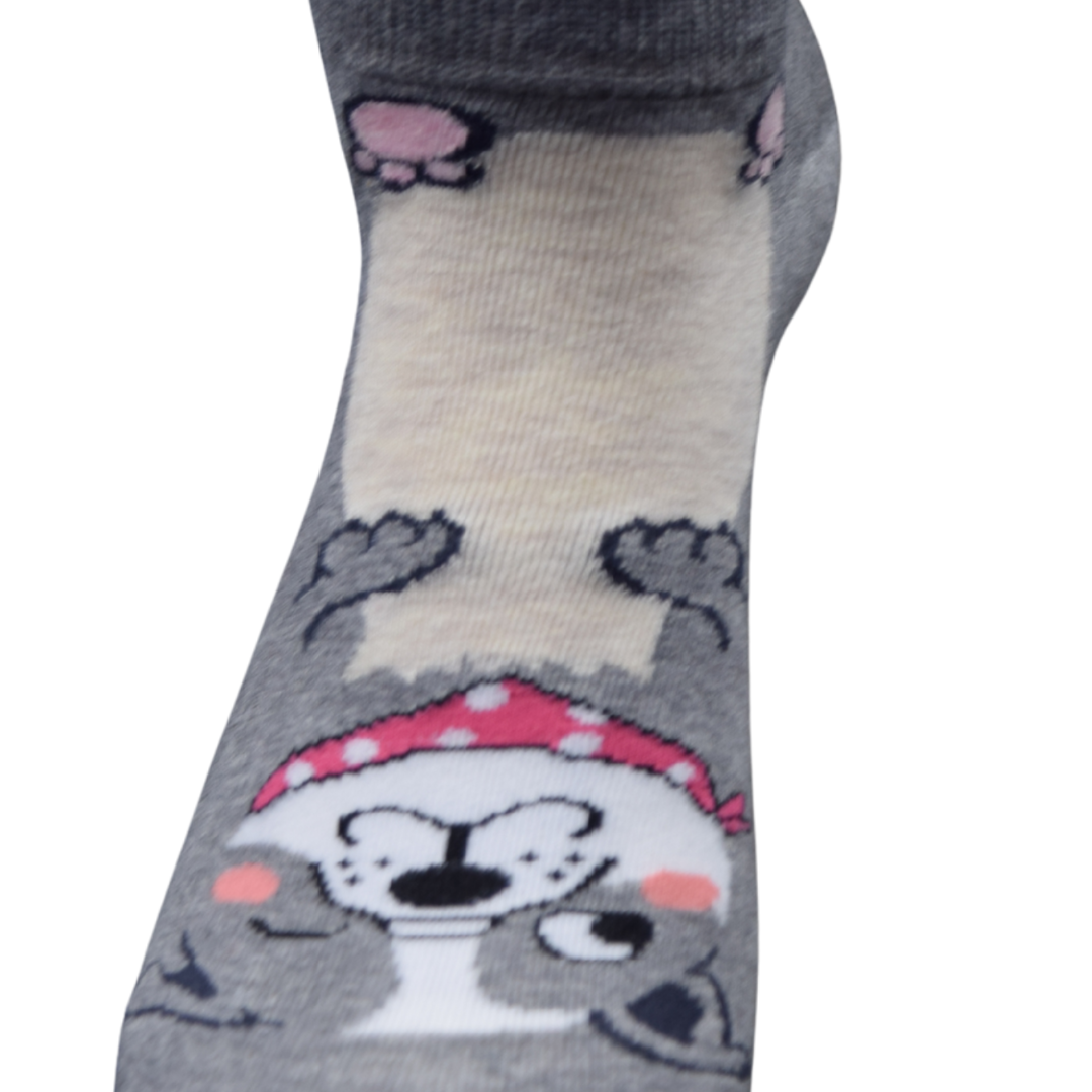 Grey Dog Print Ankle Socks – Cute & Comfy Everyday Wear - Image 3