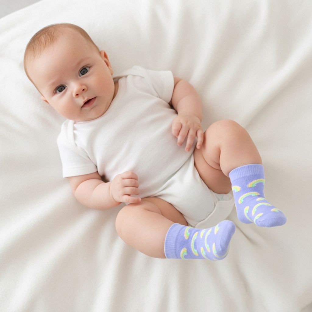 Kids’ Rainbow Pattern Socks – Lavender