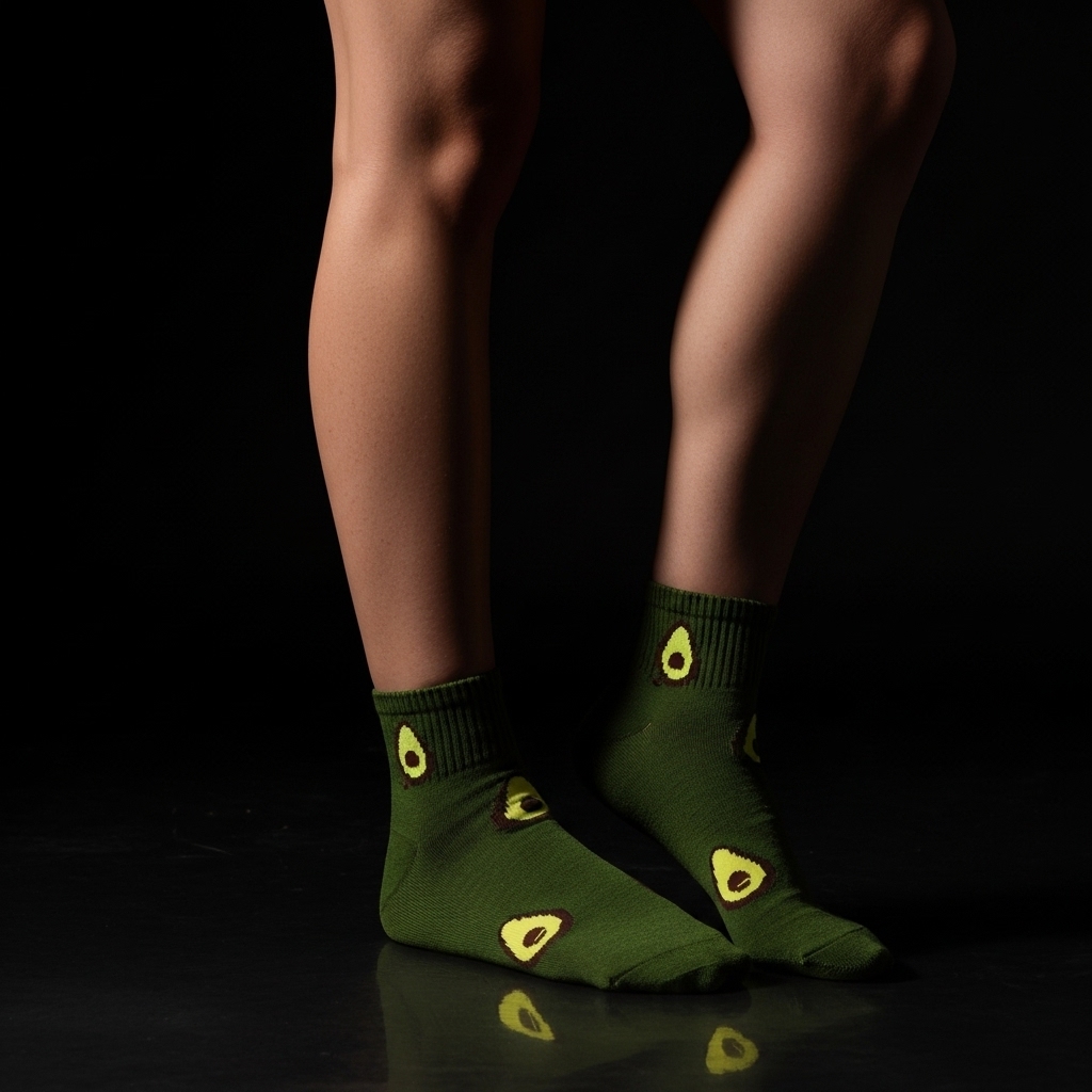Green Ankle Socks with Fun Avocado Pattern - Image 3