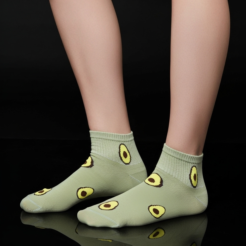 Green Avocado Ankle Socks – Fun & Playful Fruit Design - Image 3