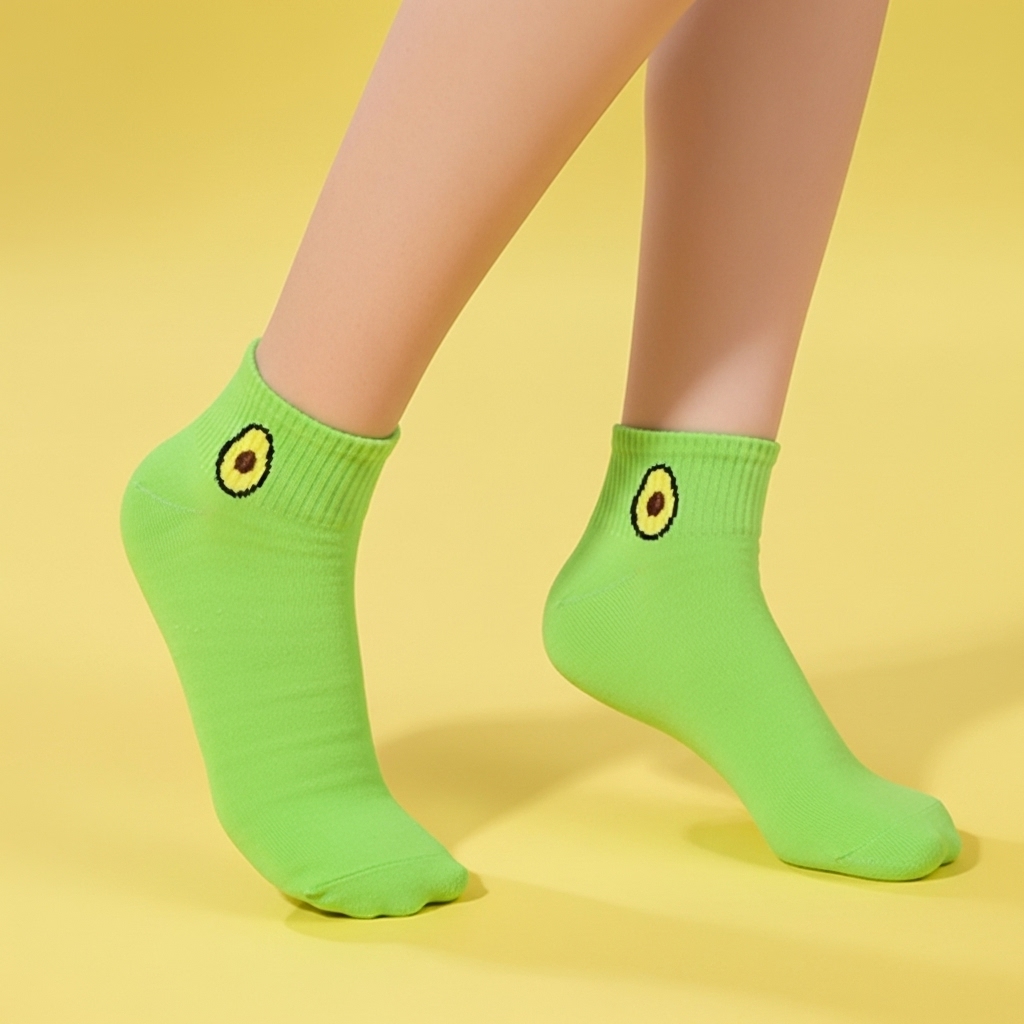 Bright Green Avocado Ankle Socks – Fun & Comfy Everyday Wear