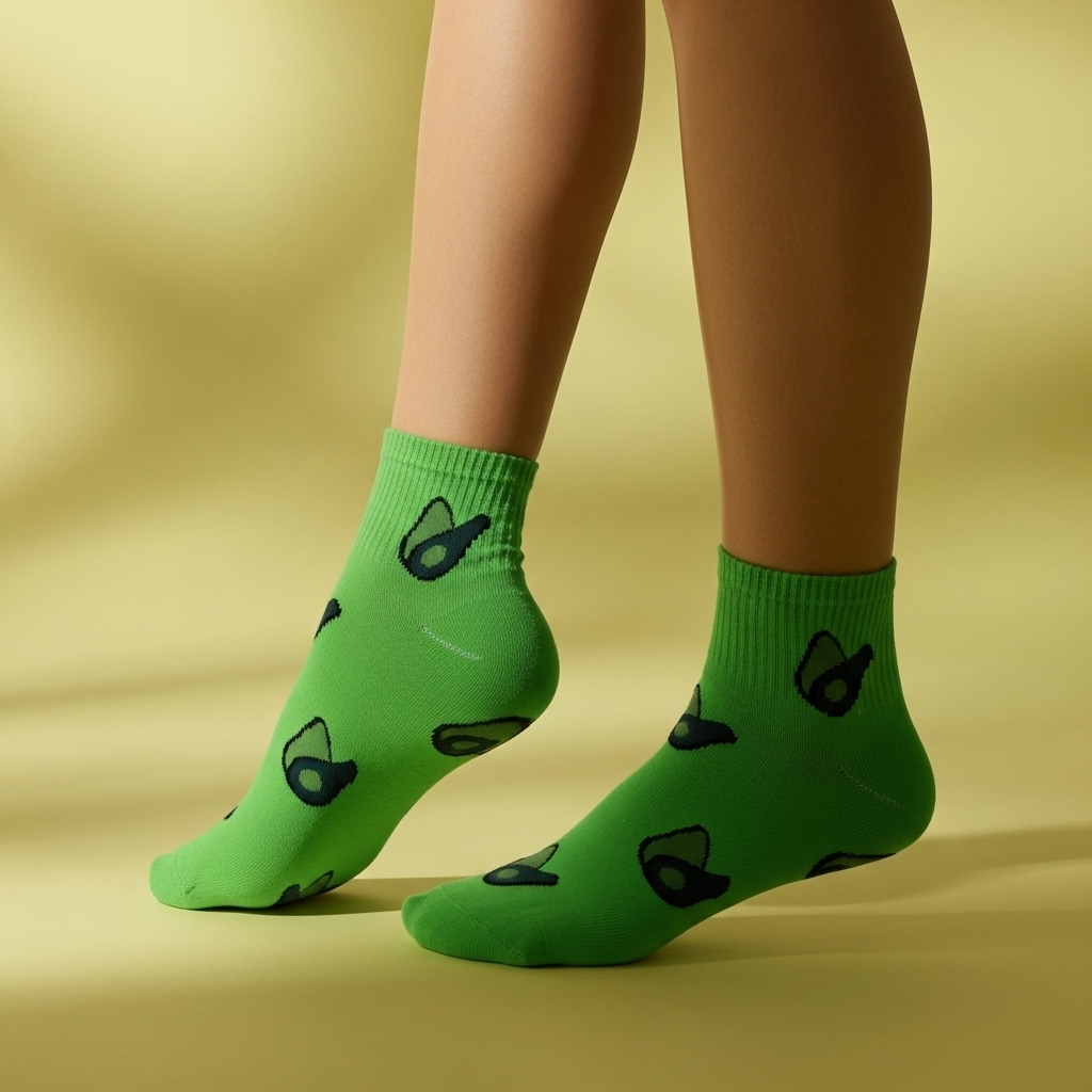 Green Avocado Ankle Socks – Fun & Comfy Fruit Design - Image 3