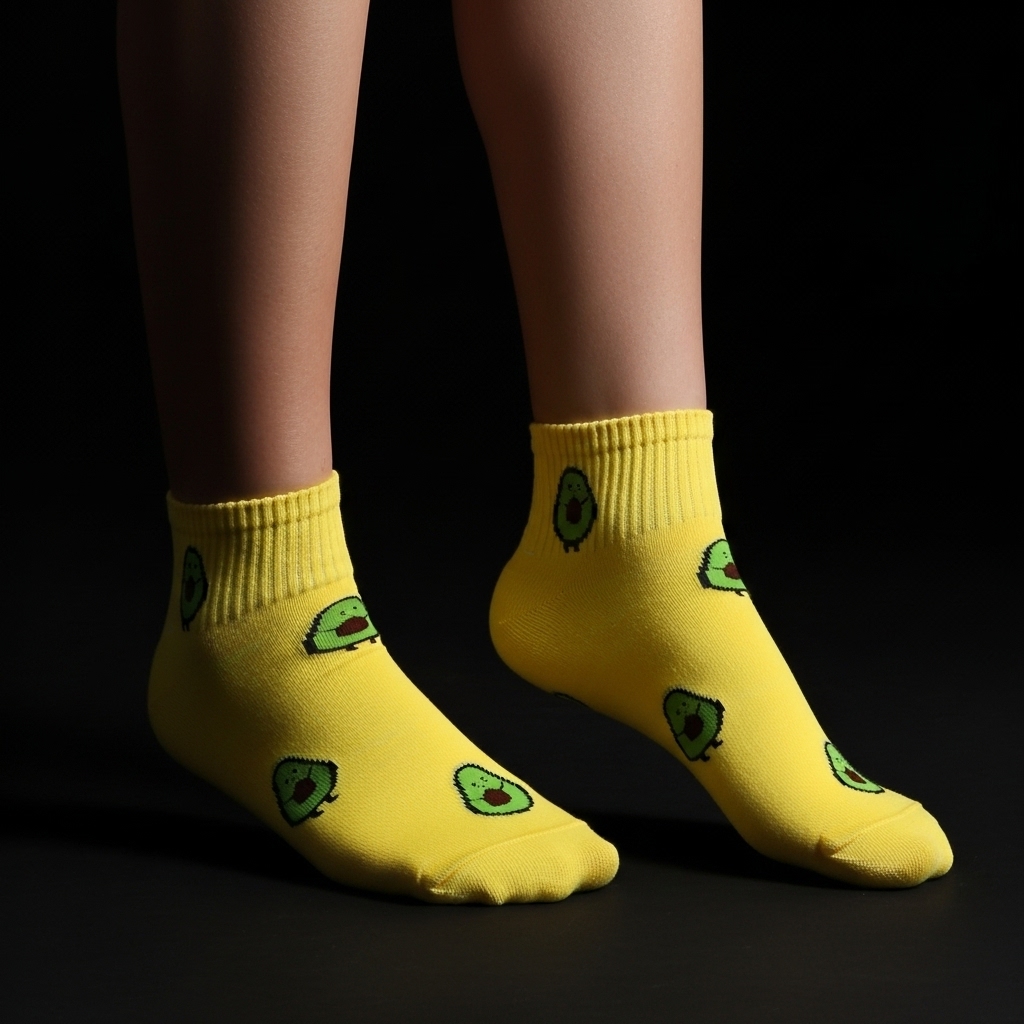 Cute Avocado Ankle Socks – Yellow Fun Fruit Design