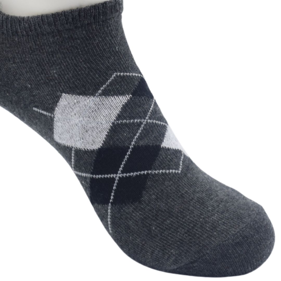 Grey Argyle Low-Cut Socks – Classic Style with Everyday Comfort - Image 3
