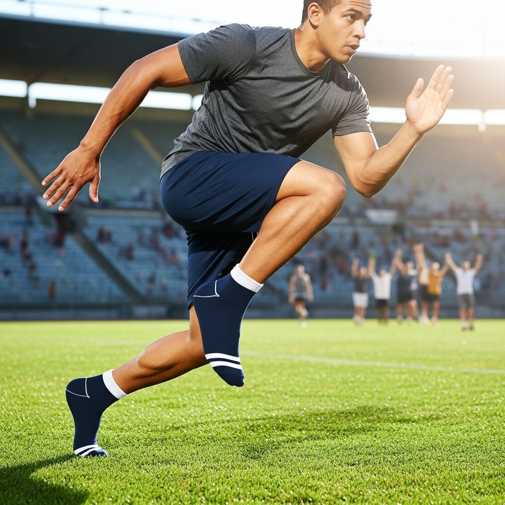Classic Navy Ankle Socks with White Stripes - Image 4