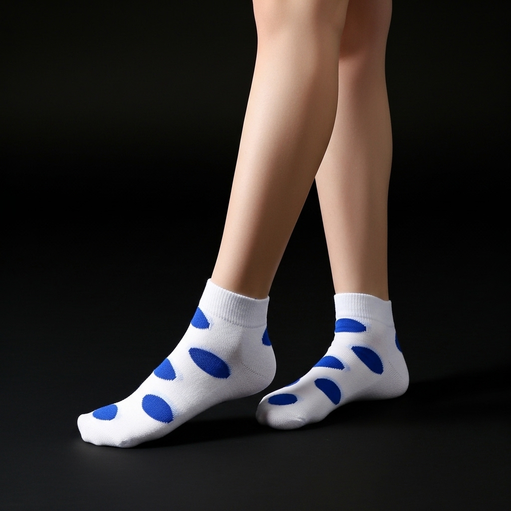 White Ankle Socks with Blue Polka Dots – Fun and Comfy Everyday Style - Image 3