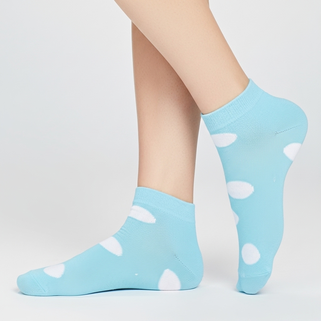 Sky Blue Polka Dot Ankle Socks - Image 2