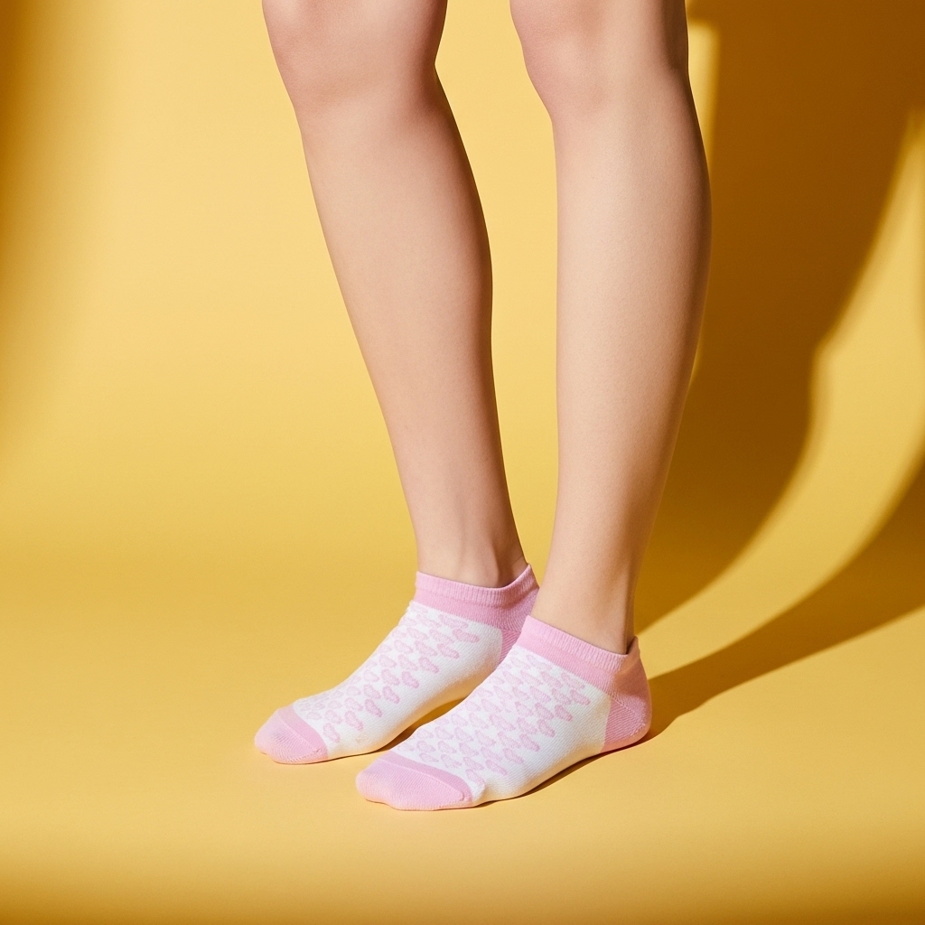 Cute Pink & White Ankle Socks with Heart Pattern – Soft & Stylish Everyday Wear - Image 4