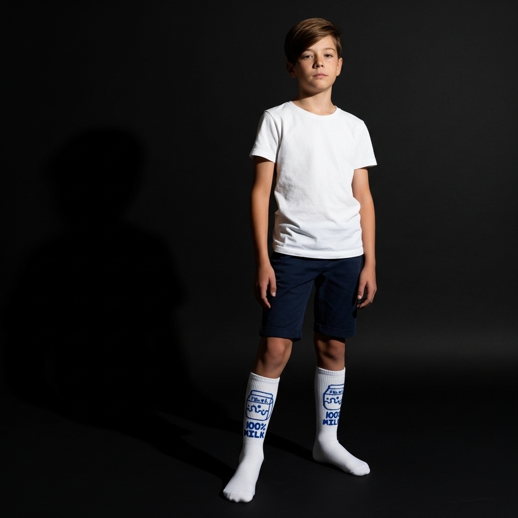 100% Milk Graphic Crew Socks – White
