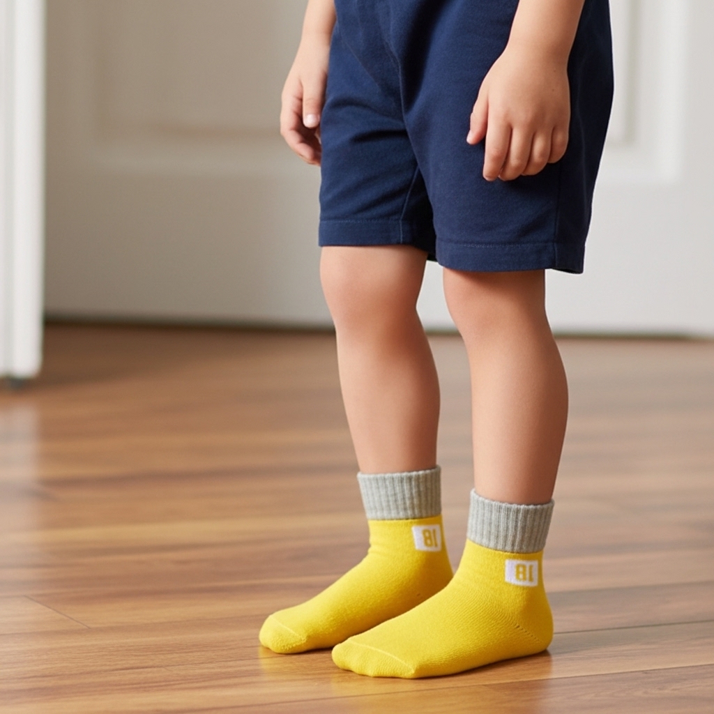 Unisex Yellow Ankle Socks with Grey Cuffs – Soft Cotton Blend - Image 3
