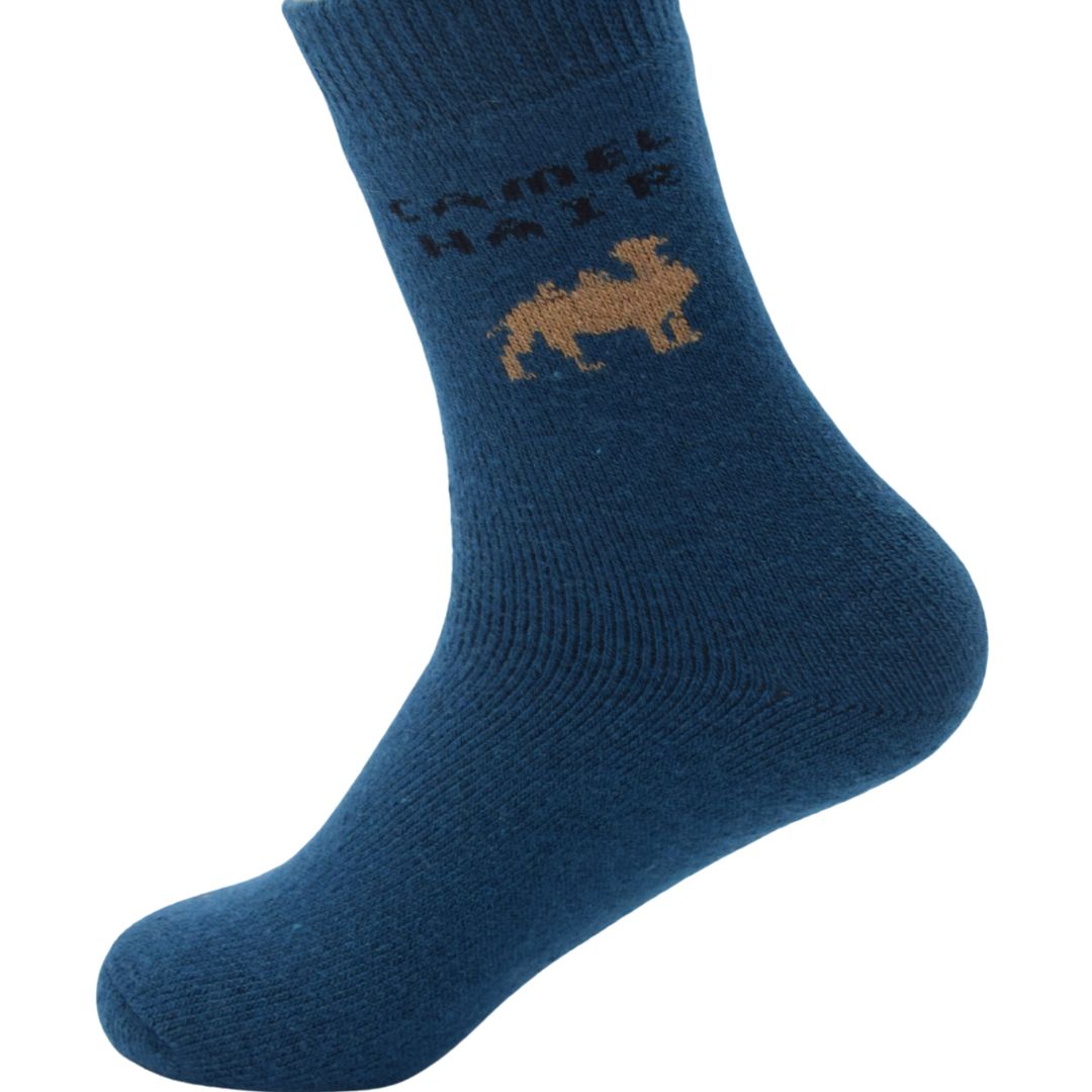 Premium Camel Hair Blue Wool Socks – Warm Winter Comfort Socks - Image 3