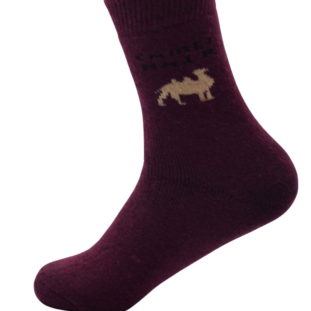 Camel Hair Wool Winter Socks – Ultra Warm & Soft Thermal Socks (Maroon) - Image 3