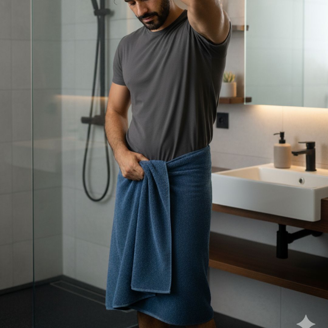 Sky Blue Cotton Bath Towel – 410 GSM Large Size (135×75 cm) Soft & Quick Dry - Image 4