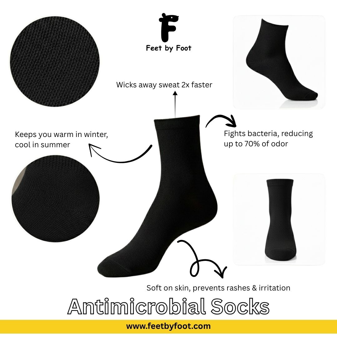 Black Antimicrobial Cotton Socks – Odor-Free, Sweat-Absorbing, and Anti-Allergic Everyday Socks - Image 4