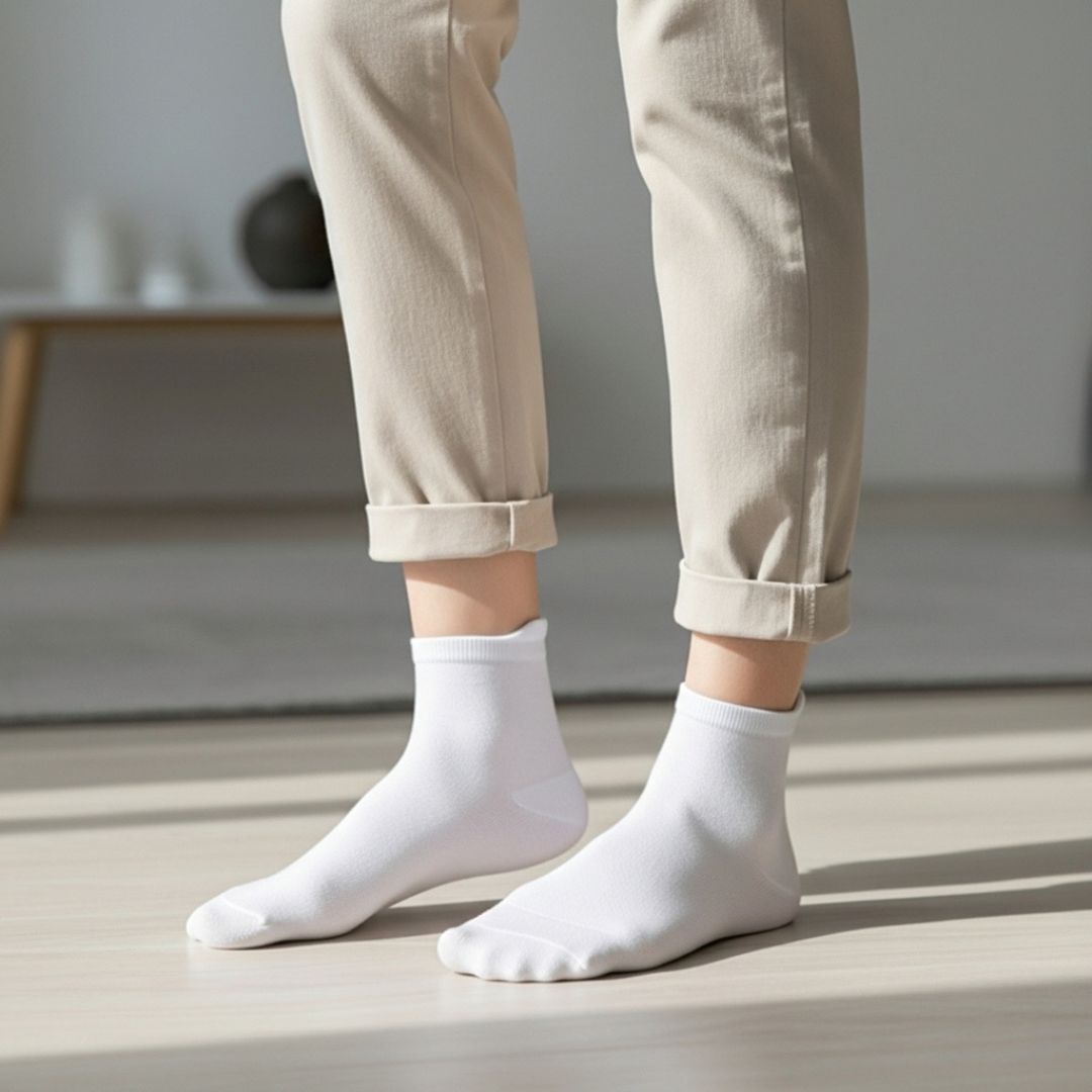 White Antimicrobial Cotton Socks – Ultra Soft, Odor-Control, and Sweat-Free Socks for Daily Comfort