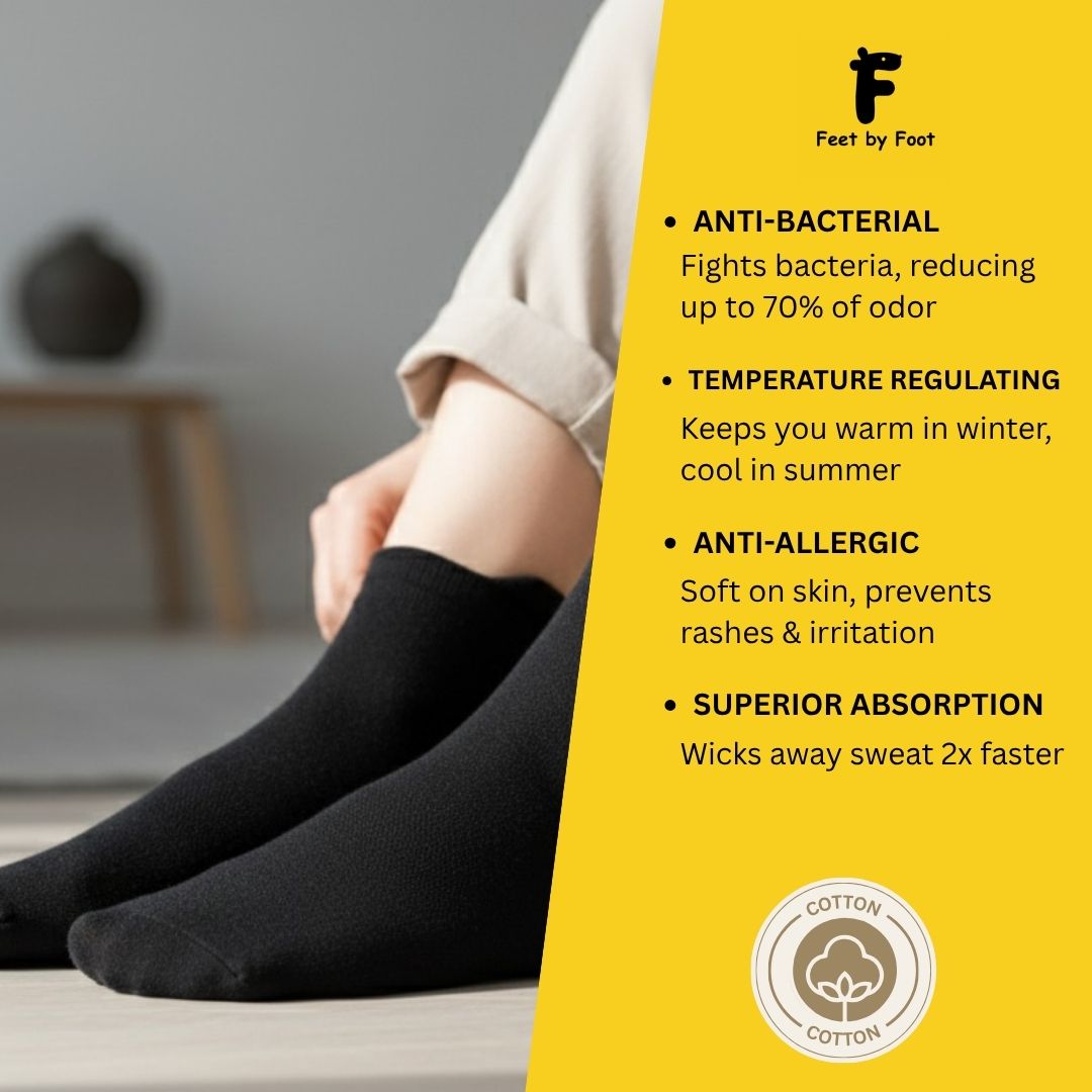 Black Antimicrobial Cotton Socks – Odor-Free, Sweat-Absorbing, and Anti-Allergic Everyday Socks - Image 5