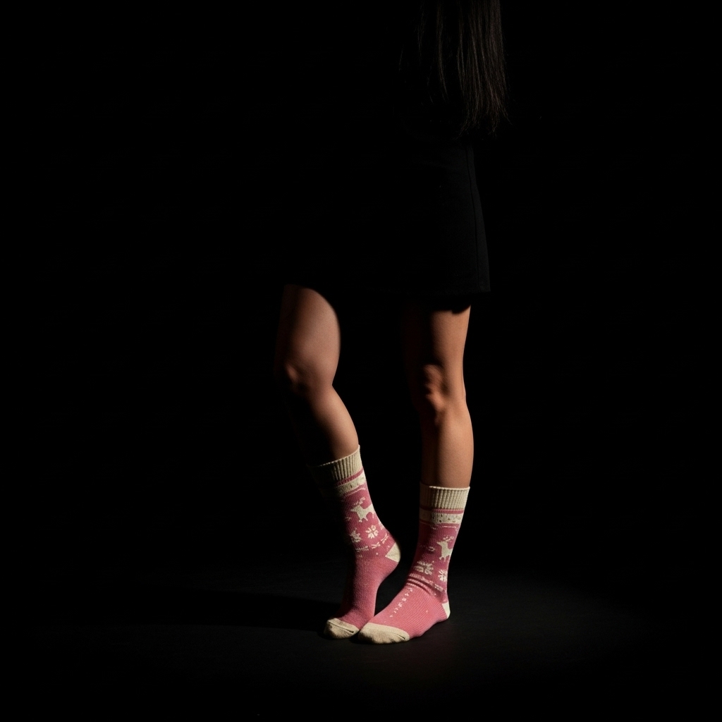 Pink & Beige Reindeer Woolen Socks – Warm, Soft & Stylish Winter Socks - Image 3