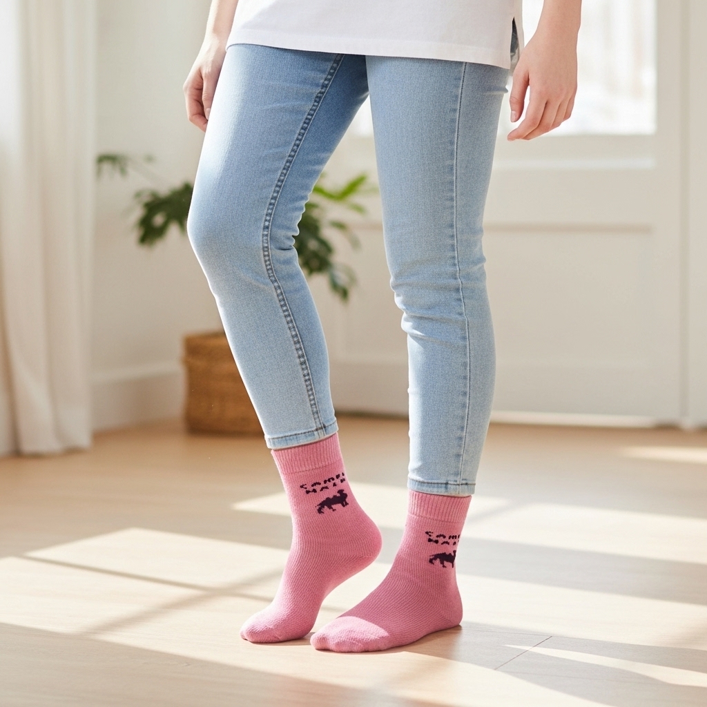 Pink Camel Woolen Socks for Women – Warm, Soft & Stylish Winter Comfort - Image 3