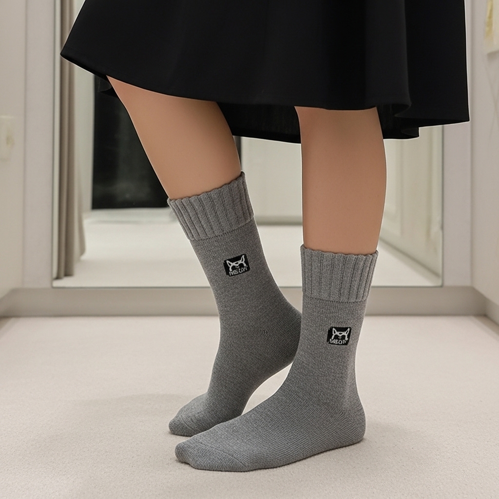 Premium Grey Cotton Crew Socks - Soft, Breathable & Everyday Comfort Wear - Image 3