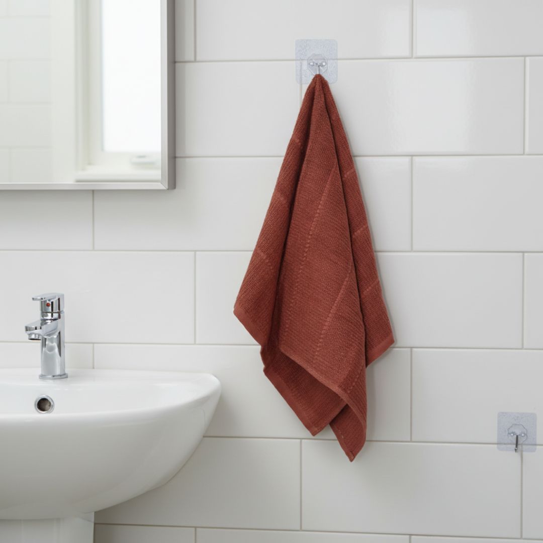Premium Ultra-Soft Terracotta/Burnt Orange Hand Towel with Textured Weave – Highly Absorbent & Quick Drying