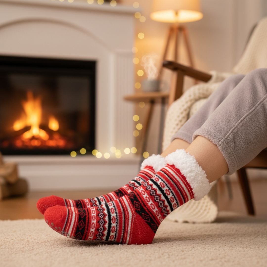 Cherry Red & White Striped Heart Socks - Image 4