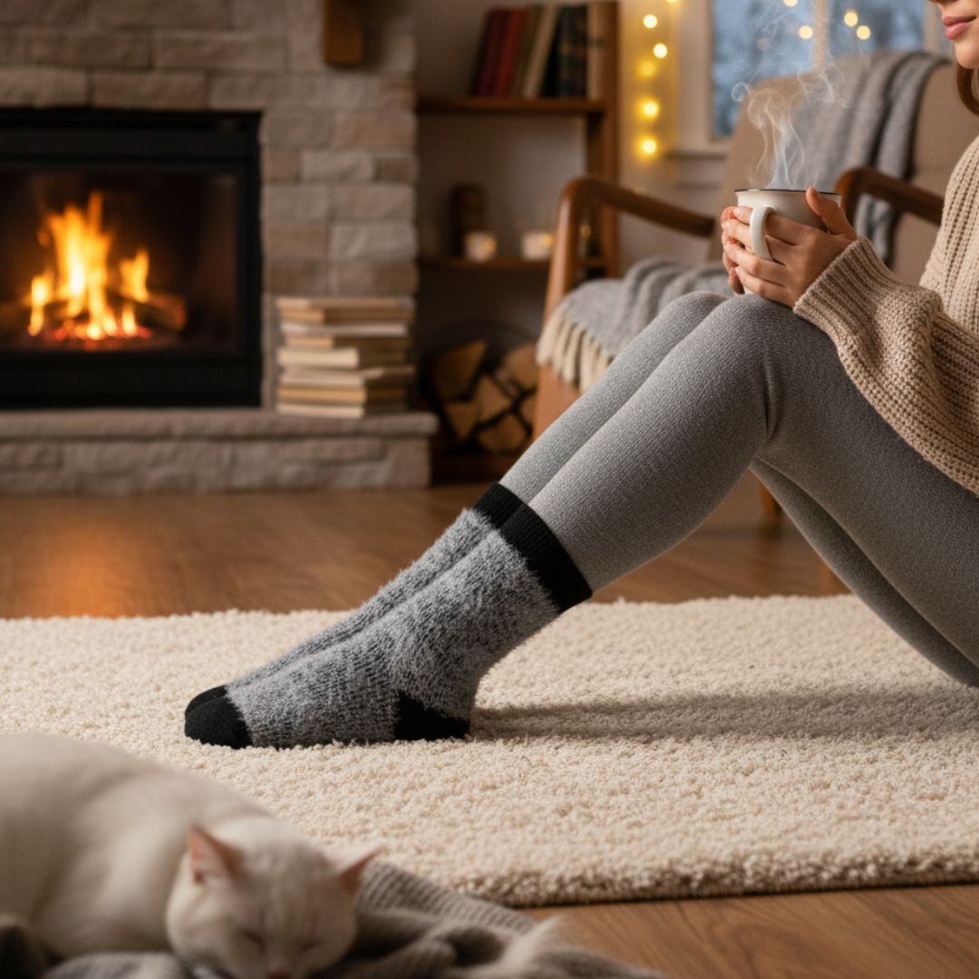 Charcoal & Jet Black Alpine Solstice Heavy-Knit Thermal Marl Slipper Socks - Image 4